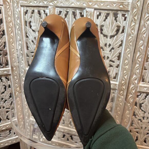 Vintage Style & Co Strappy Leather Pumps size 7.5M Tan Pointy Toes, Kitten Heels - Picture 9 of 10
